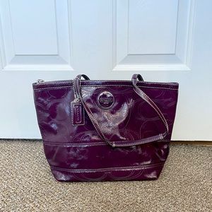 COACH Stitched Berry Patent Leather Tote